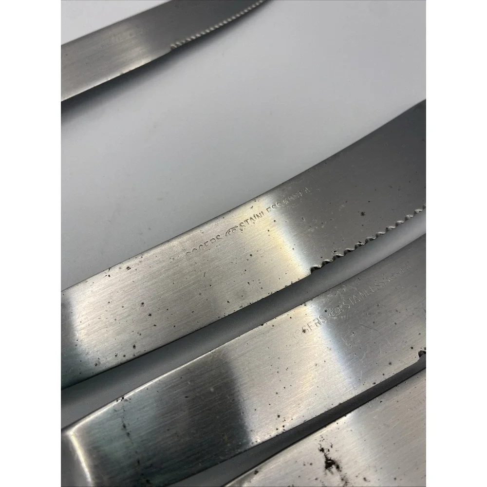 Vintage Set Of 6 Rogers Co. Stainless Pistol‎ 2 Steak Knives & 4 Butter